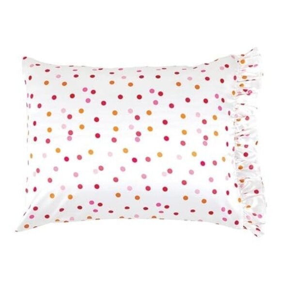Bella Polka Dot Silk-Like Pillowcase With Ruffles & Zipper Closure 20" x 26" - Picture 1 of 4